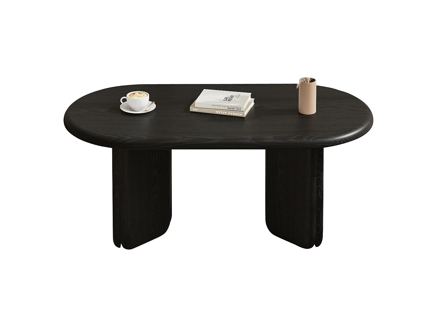 Table basse ovale moderne 99x50x40 cm - Table d'appoint pour salon - Pieds décoratifs - Idéale pour le salon - MDF - Noir