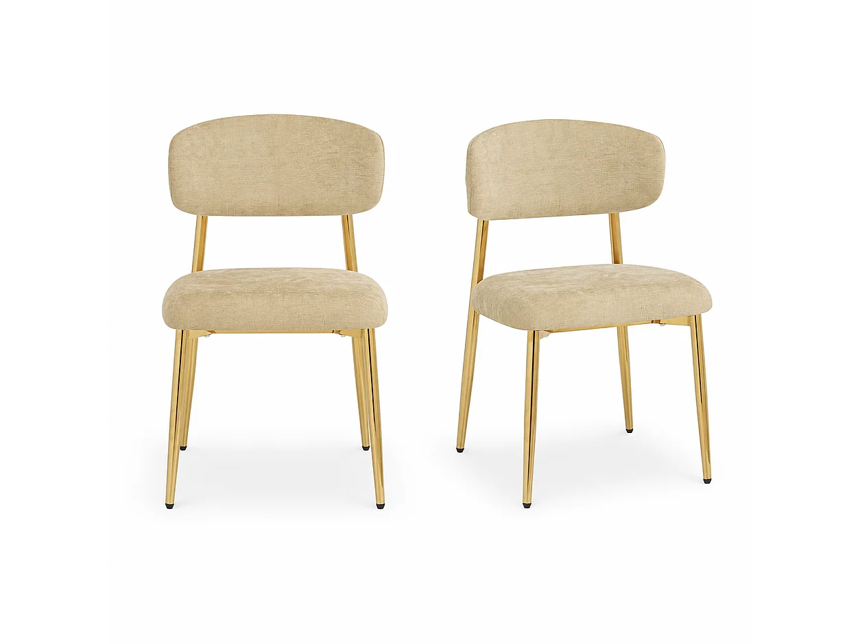 Lot de 2 Chaises de Salle à Manger Modernes 51x50x81cm - Chaises Rembourrées avec Piétement Doré, Charge 125kg, Style Élégant - Marron et Doré