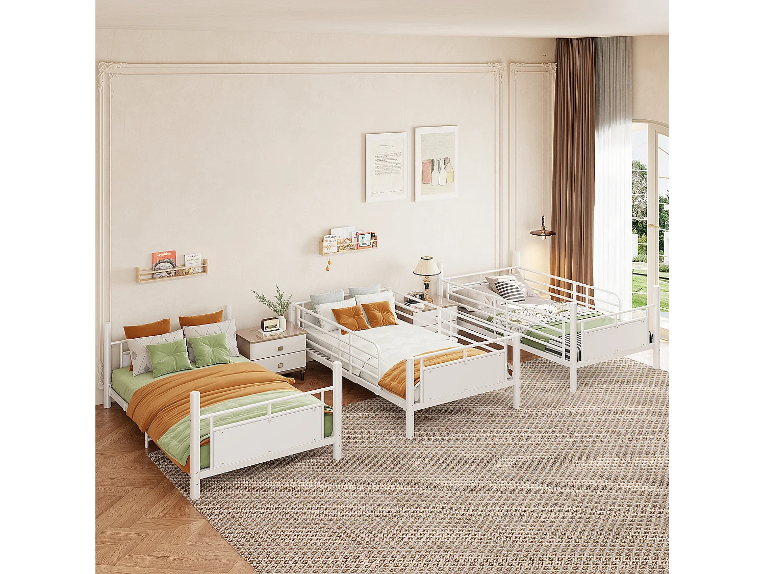 Lit superposé enfant 90 x 200 cm - avec échelle - avec barrières de sécurité - blanc (matelas non inclus)