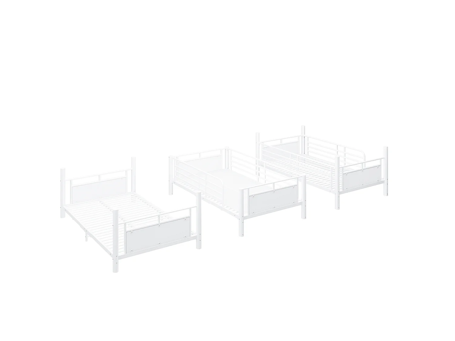 Lit superposé enfant 90 x 200 cm - avec échelle - avec barrières de sécurité - blanc (matelas non inclus)
