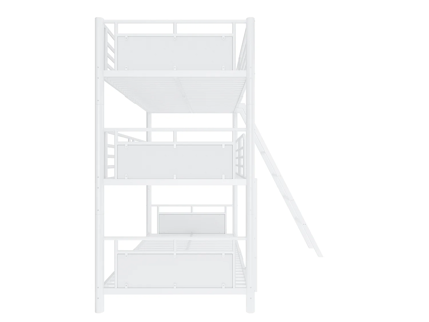 Lit superposé enfant 90 x 200 cm - avec échelle - avec barrières de sécurité - blanc (matelas non inclus)