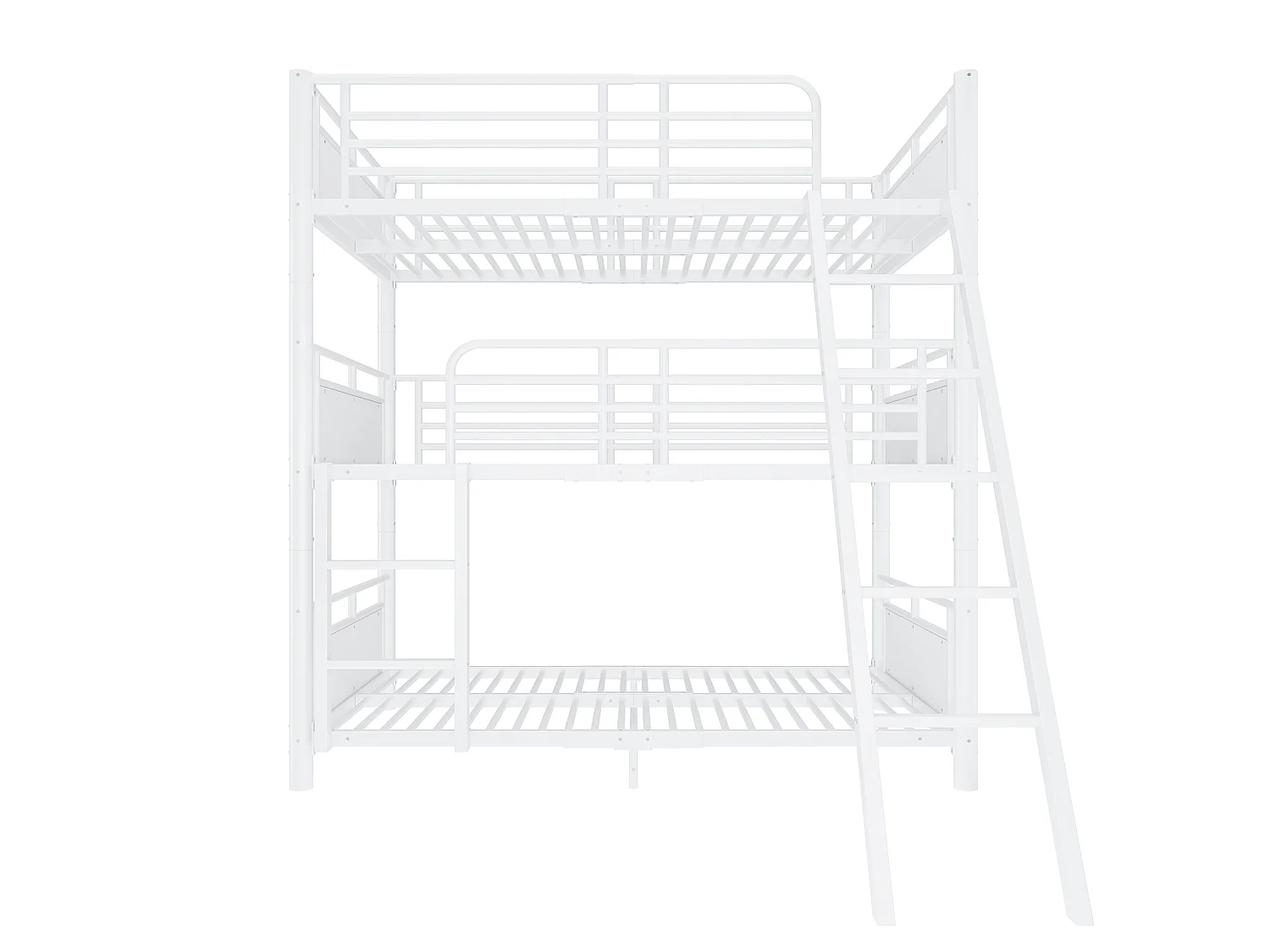 Lit superposé enfant 90 x 200 cm - avec échelle - avec barrières de sécurité - blanc (matelas non inclus)