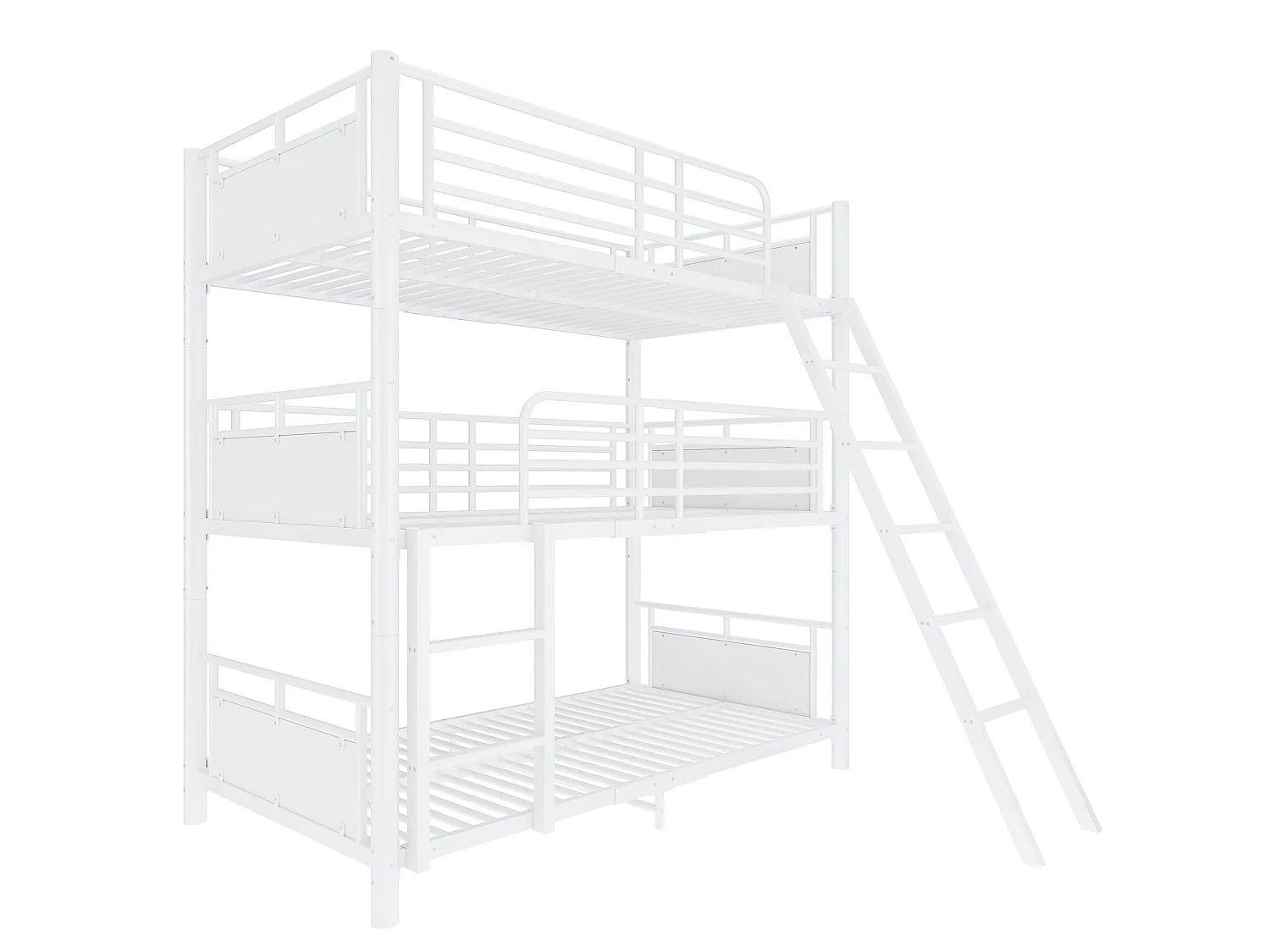 Lit superposé enfant 90 x 200 cm - avec échelle - avec barrières de sécurité - blanc (matelas non inclus)