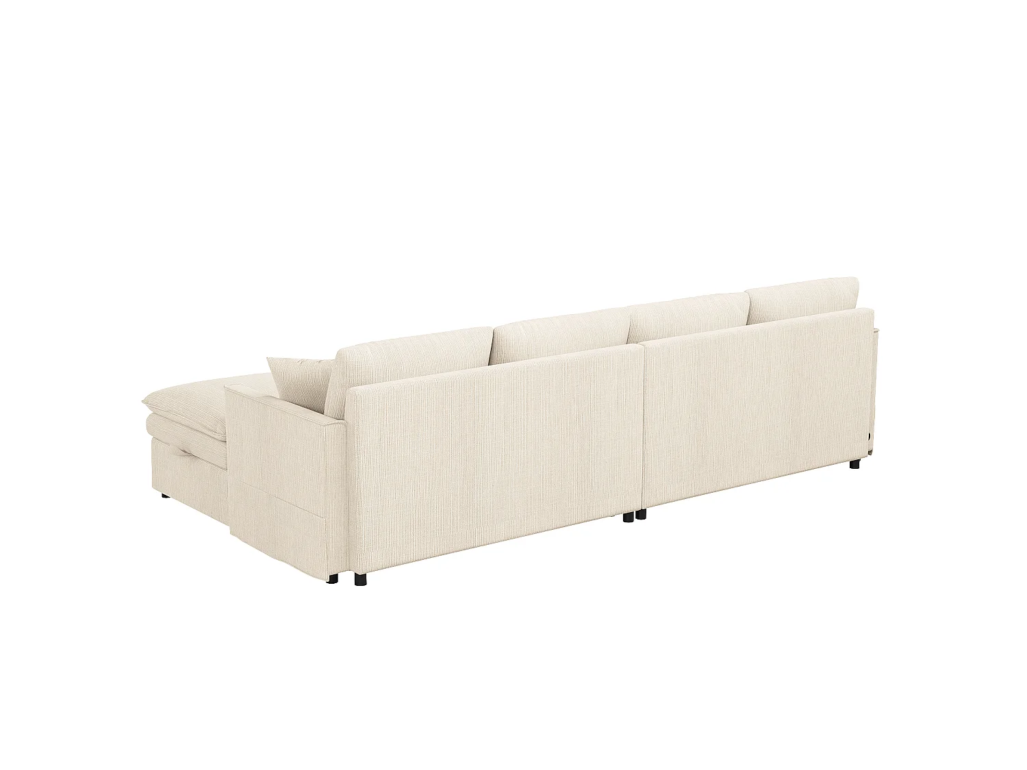 Hoekbank 6 zitplaatsen in U/L-vorm 277 × 80 × 135 cm - 2 afneembare opbergpoefs en 2 kussens - katoen en linnen - beige