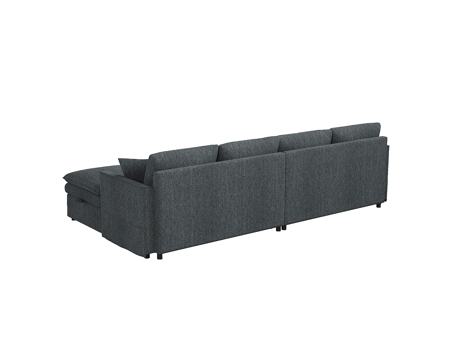 Canapé de canto 6 lugares em forma de U/L 277 × 80 × 135 cm - 2 pufes de armazenamento removíveis e 2 almofadas - algodão e linho - cinza