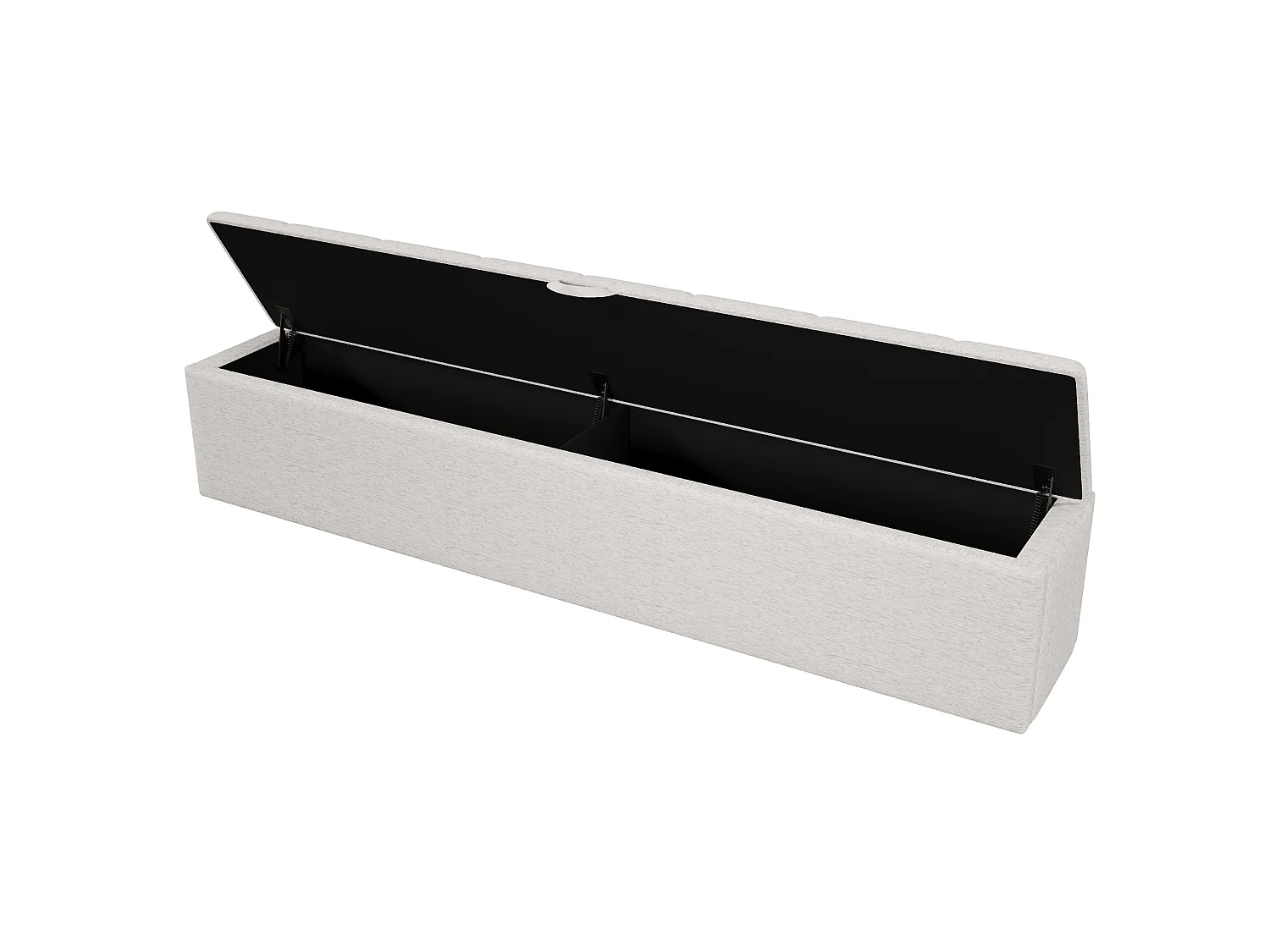 RBank opbergbank 163 x 32 x 36 cm - Mobiel - Met opbergruimte - Veloursstof - wit