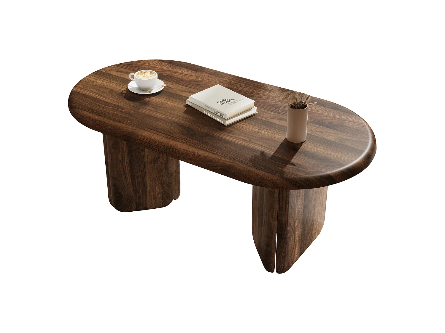 Tavolino da salotto ovale moderno 99x50x40 cm - Tavolino d'appoggio per soggiorno - Piedini decorativi - Ideale per il soggiorno - MDF - Marrone
