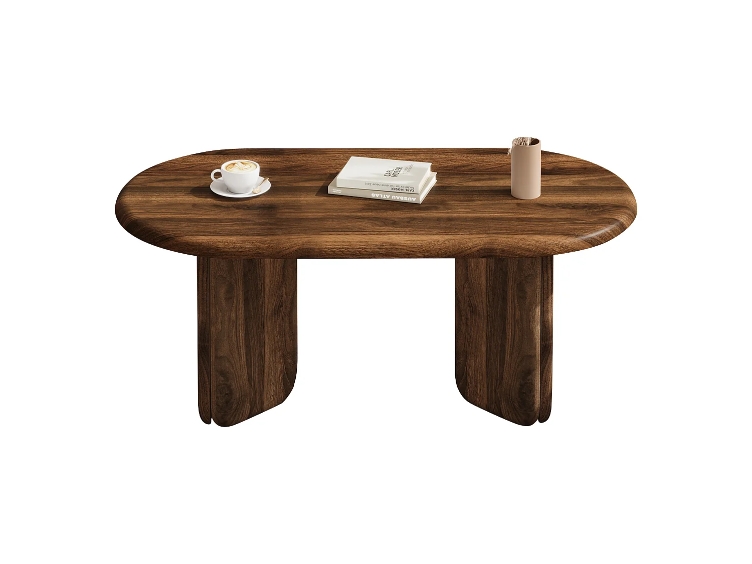 Tavolino da salotto ovale moderno 99x50x40 cm - Tavolino d'appoggio per soggiorno - Piedini decorativi - Ideale per il soggiorno - MDF - Marrone
