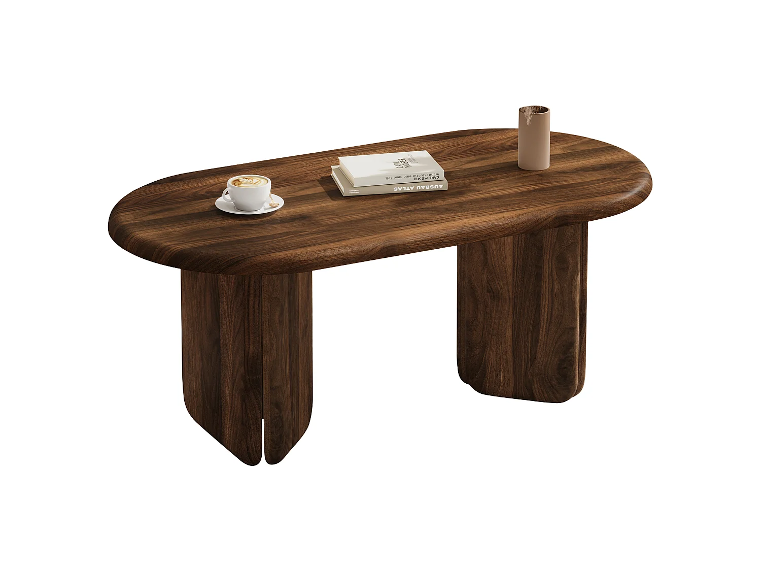 Tavolino da salotto ovale moderno 99x50x40 cm - Tavolino d'appoggio per soggiorno - Piedini decorativi - Ideale per il soggiorno - MDF - Marrone