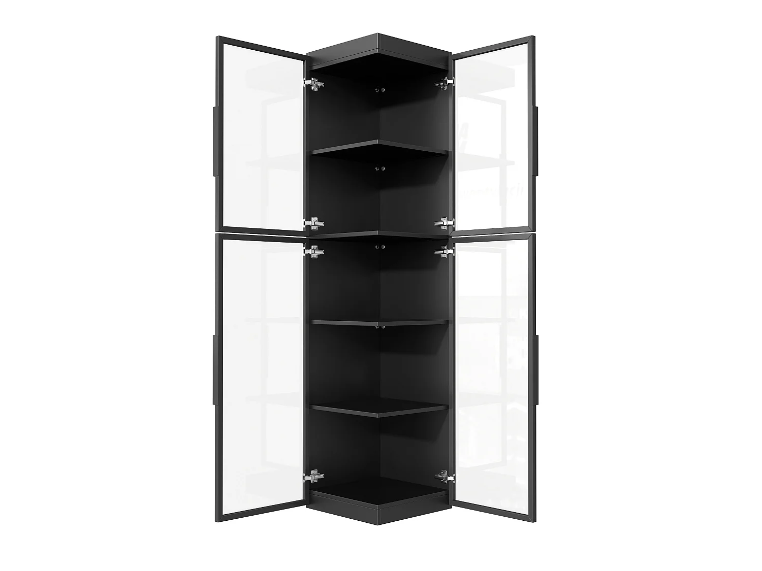 Vitrine de 170 cm de haut avec éclairage LED - Avec 2 portes et 5 étagères - Acrylique transparent - MDF - Noir