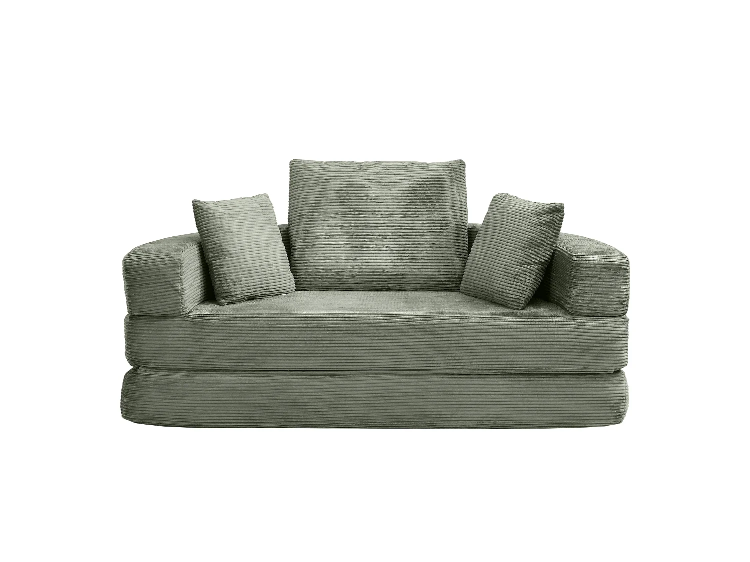 Sofá redondo plegable de 173x176x40 cm - con cojín - tejido de pana - Verde