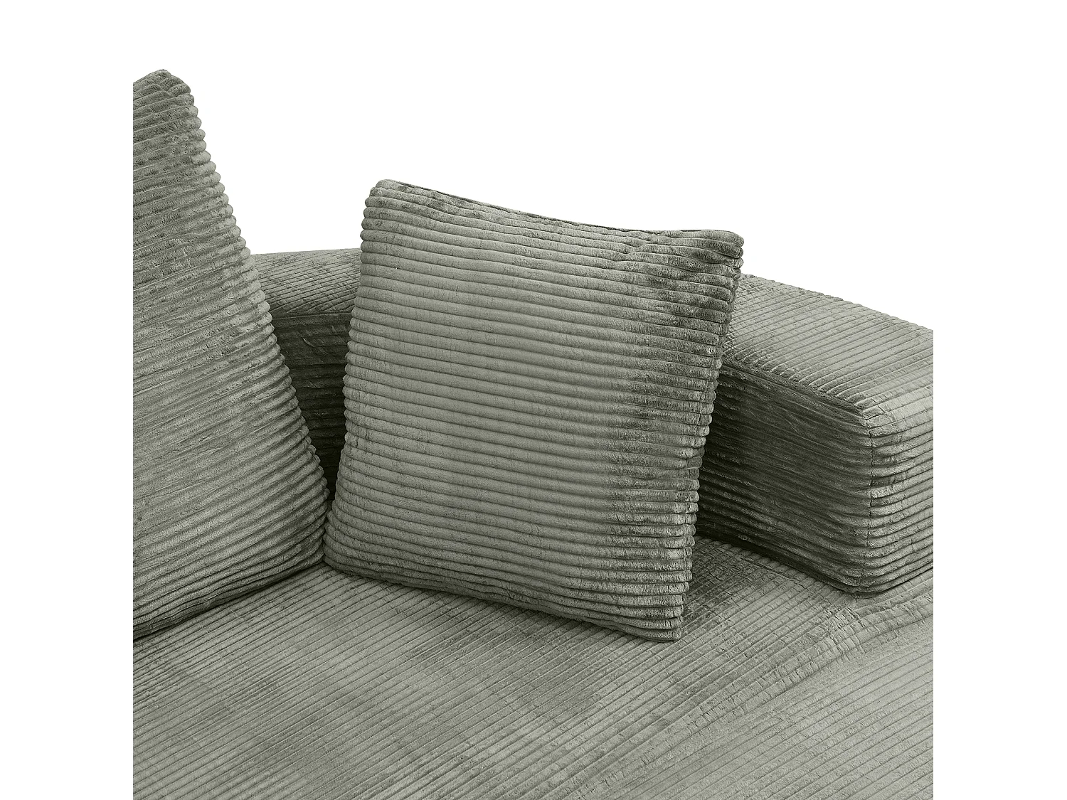 Sofá redondo plegable de 173x176x40 cm - con cojín - tejido de pana - Verde