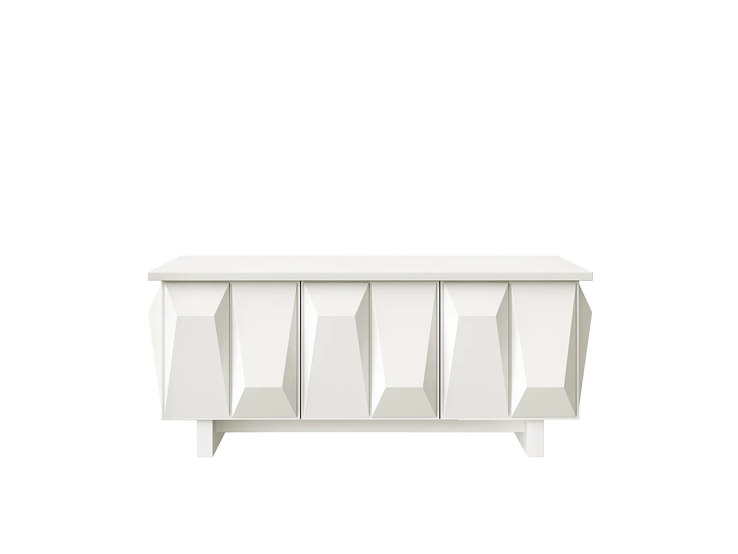 Tavolino basso moderno con contenitore - 3 ante - Pannello testurizzato 3D - 95x67x39.5cm - Pannelli di particelle - Bianco