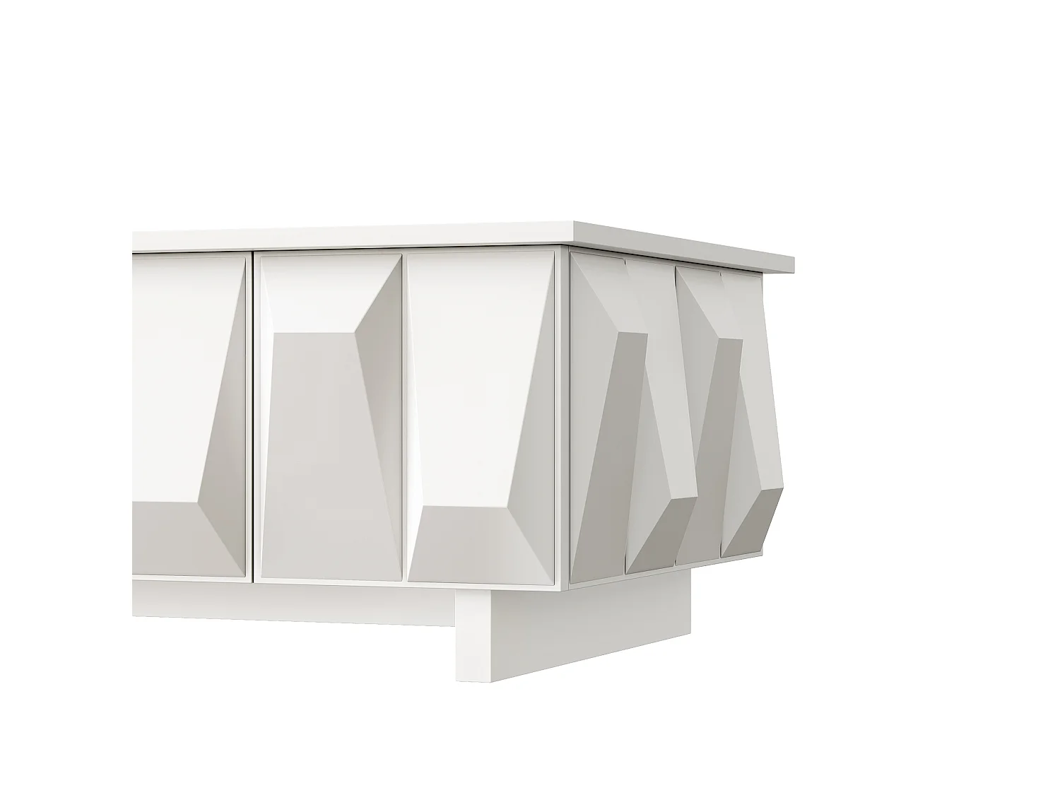 Tavolino basso moderno con contenitore - 3 ante - Pannello testurizzato 3D - 95x67x39.5cm - Pannelli di particelle - Bianco