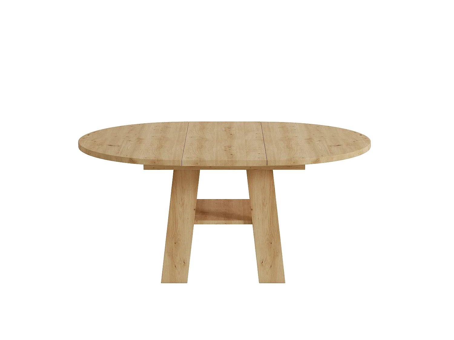 Mesa de comedor extensible 110/150x110 cm - Ideal para 4 a 6 personas - Mesa redonda - con almacenamiento y estantes - Natural