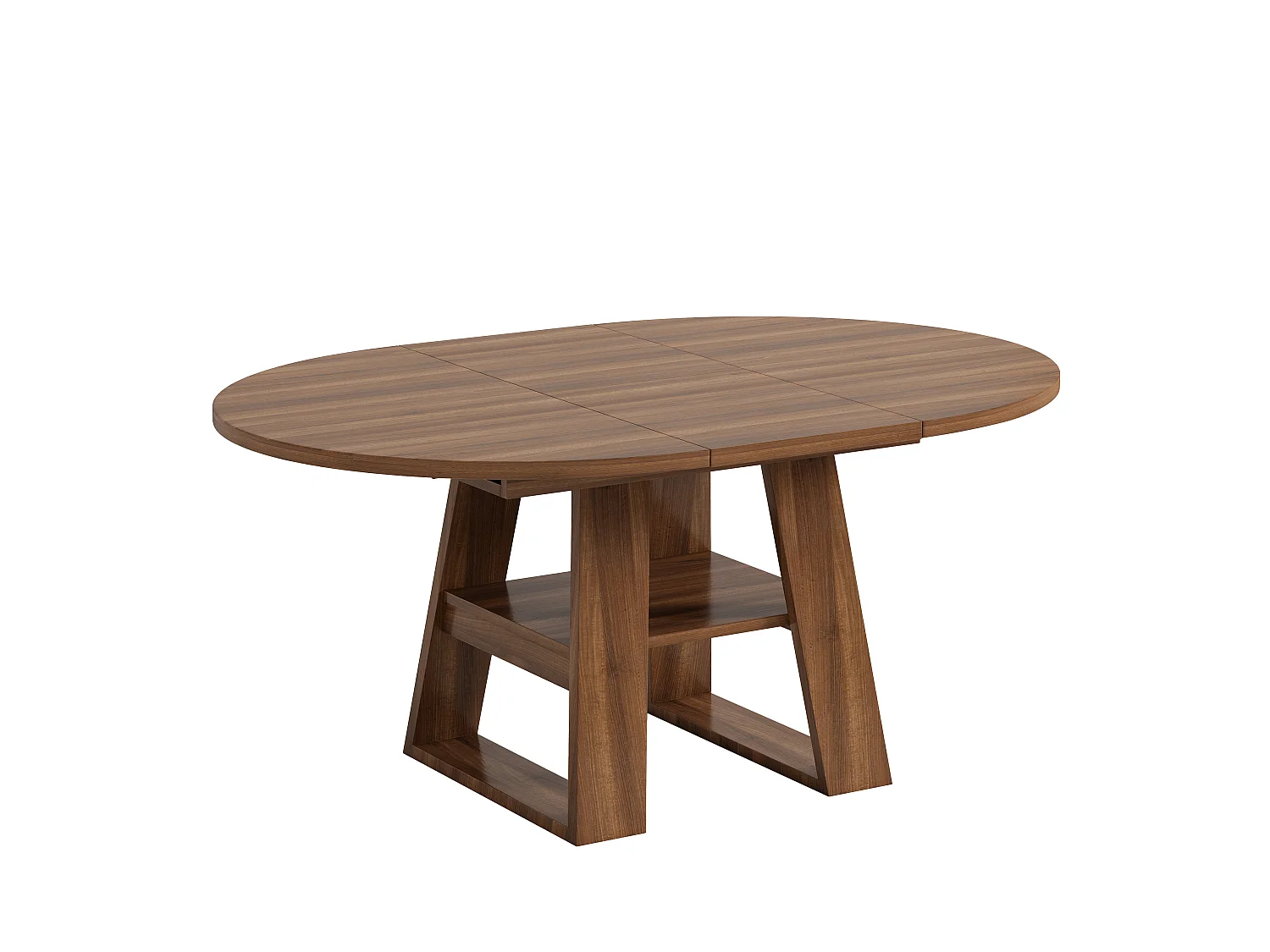 Mesa de comedor extensible 110/150x110 cm - Ideal para 4 a 6 personas - Mesa redonda - con almacenamiento y estantes - Marrón