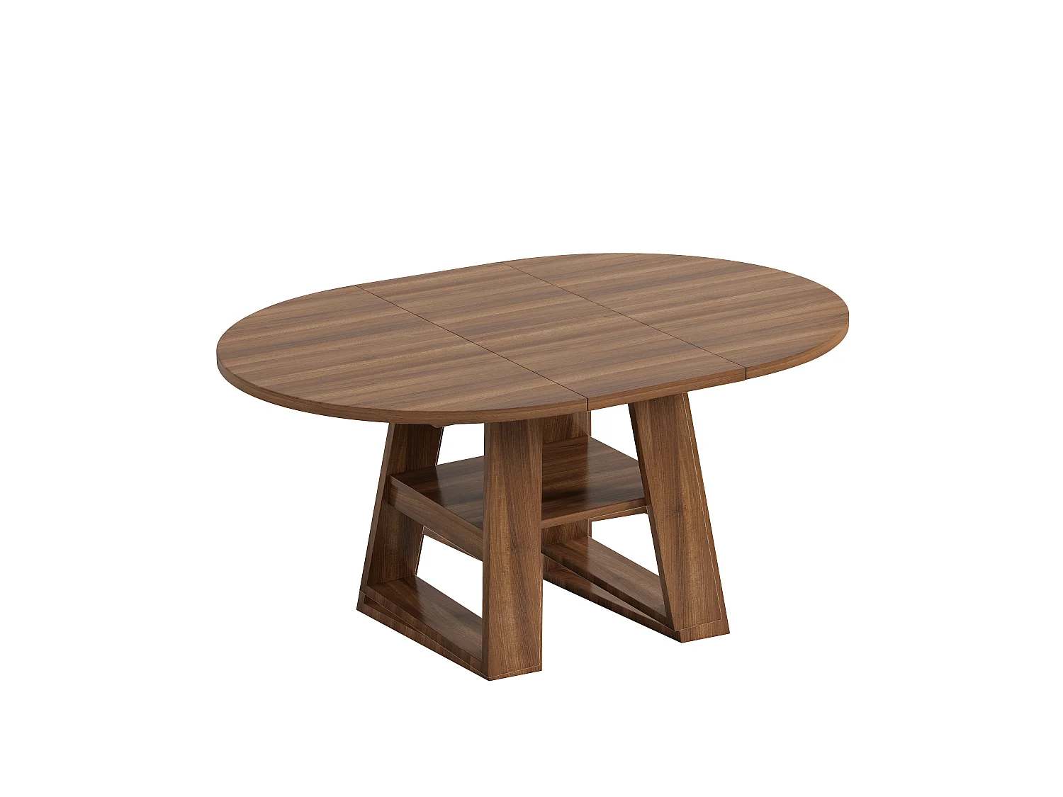 Mesa de comedor extensible 110/150x110 cm - Ideal para 4 a 6 personas - Mesa redonda - con almacenamiento y estantes - Marrón