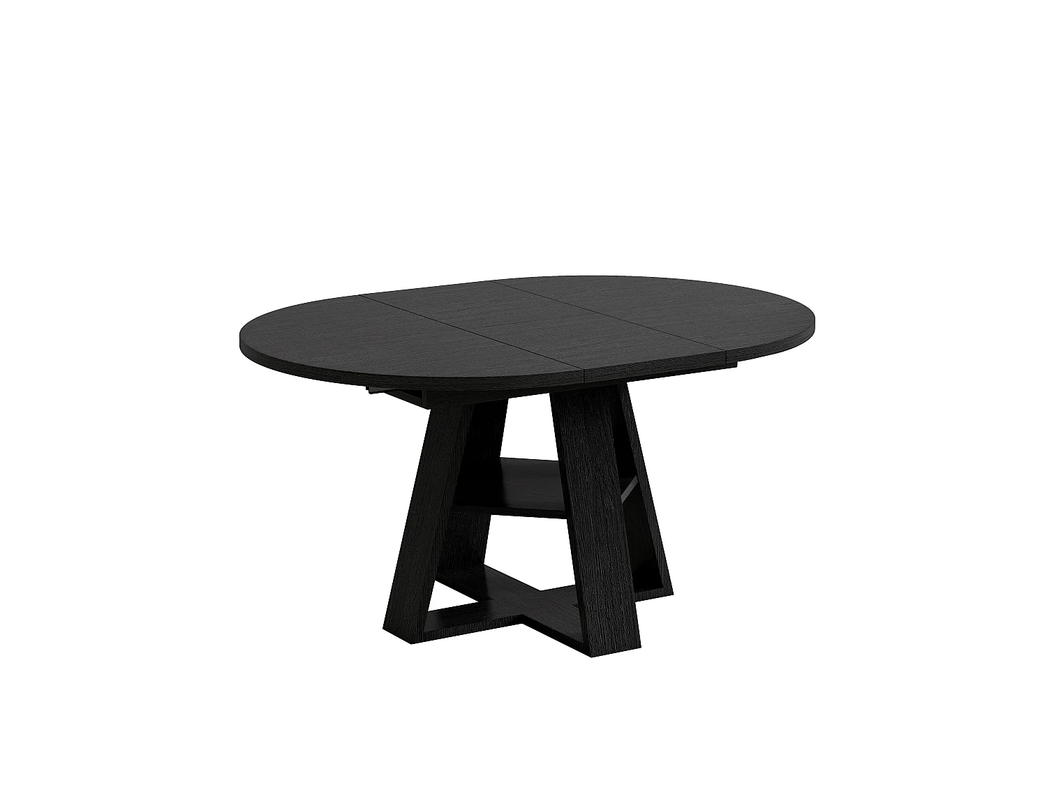 Mesa de comedor extensible 110/150x110 cm - Ideal para 4 a 6 personas - Mesa redonda - con almacenamiento y estantes - Negro