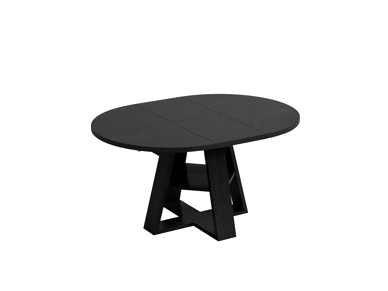 Mesa de comedor extensible 110/150x110 cm - Ideal para 4 a 6 personas - Mesa redonda - con almacenamiento y estantes - Negro