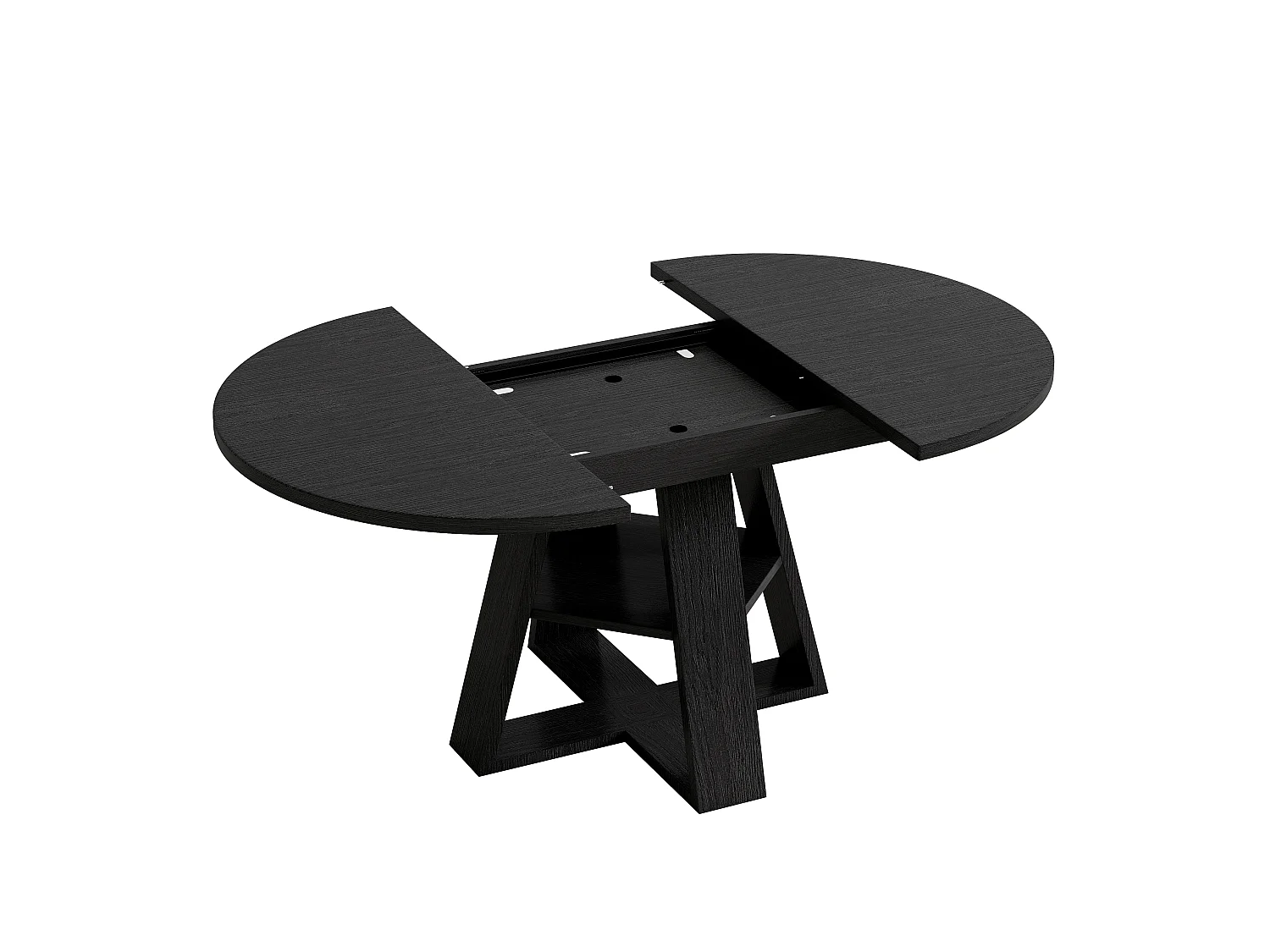 Mesa de comedor extensible 110/150x110 cm - Ideal para 4 a 6 personas - Mesa redonda - con almacenamiento y estantes - Negro