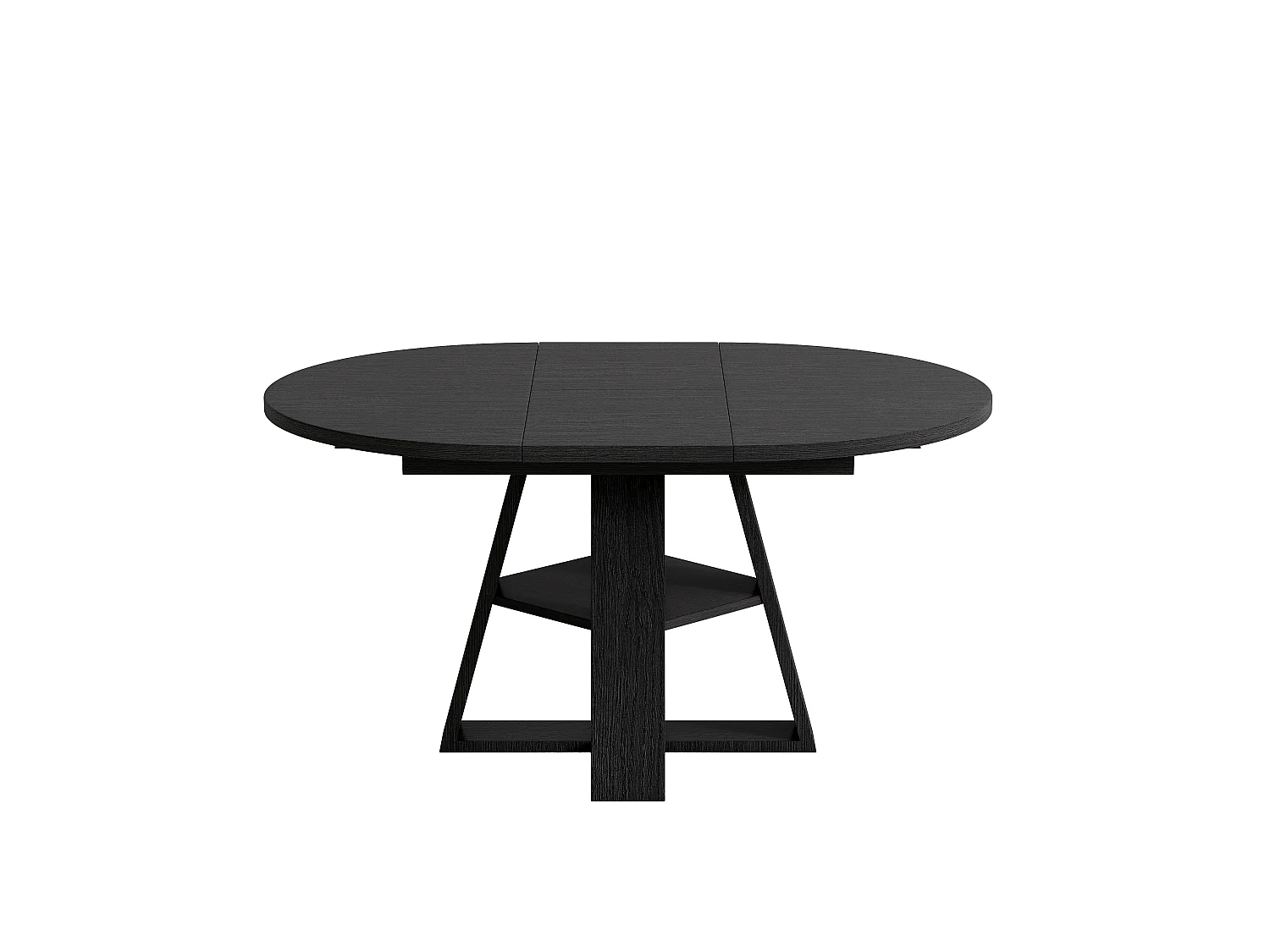 Mesa de comedor extensible 110/150x110 cm - Ideal para 4 a 6 personas - Mesa redonda - con almacenamiento y estantes - Negro