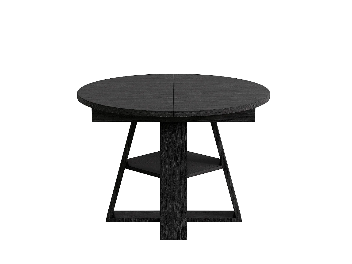 Mesa de comedor extensible 110/150x110 cm - Ideal para 4 a 6 personas - Mesa redonda - con almacenamiento y estantes - Negro