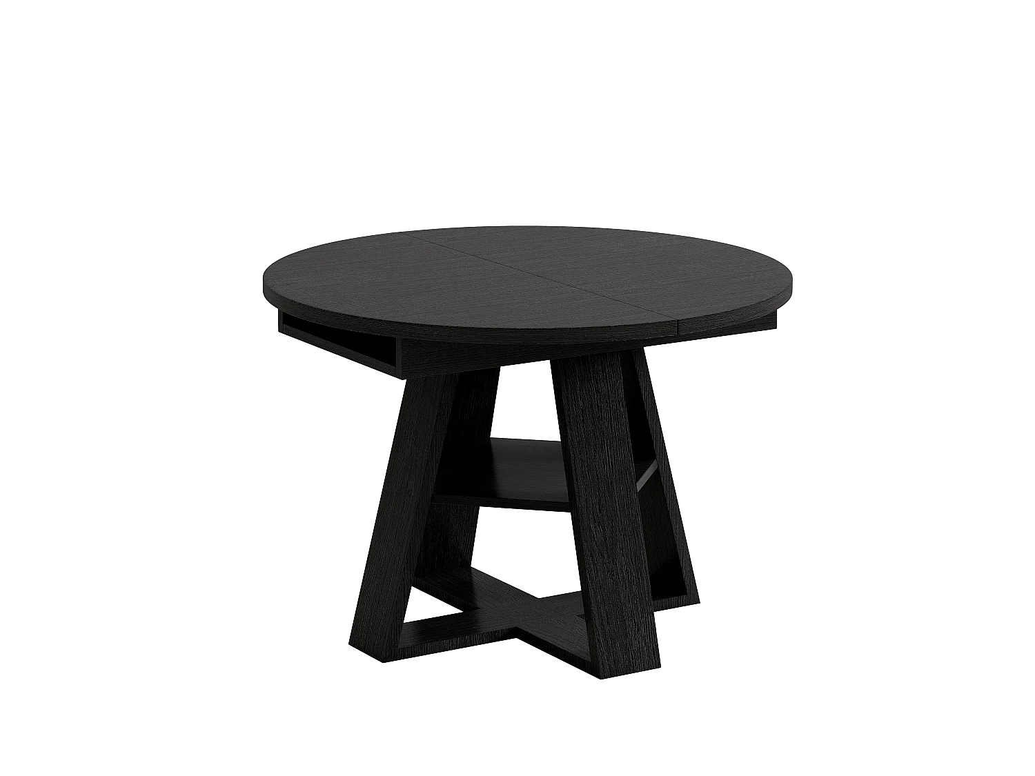 Mesa de comedor extensible 110/150x110 cm - Ideal para 4 a 6 personas - Mesa redonda - con almacenamiento y estantes - Negro