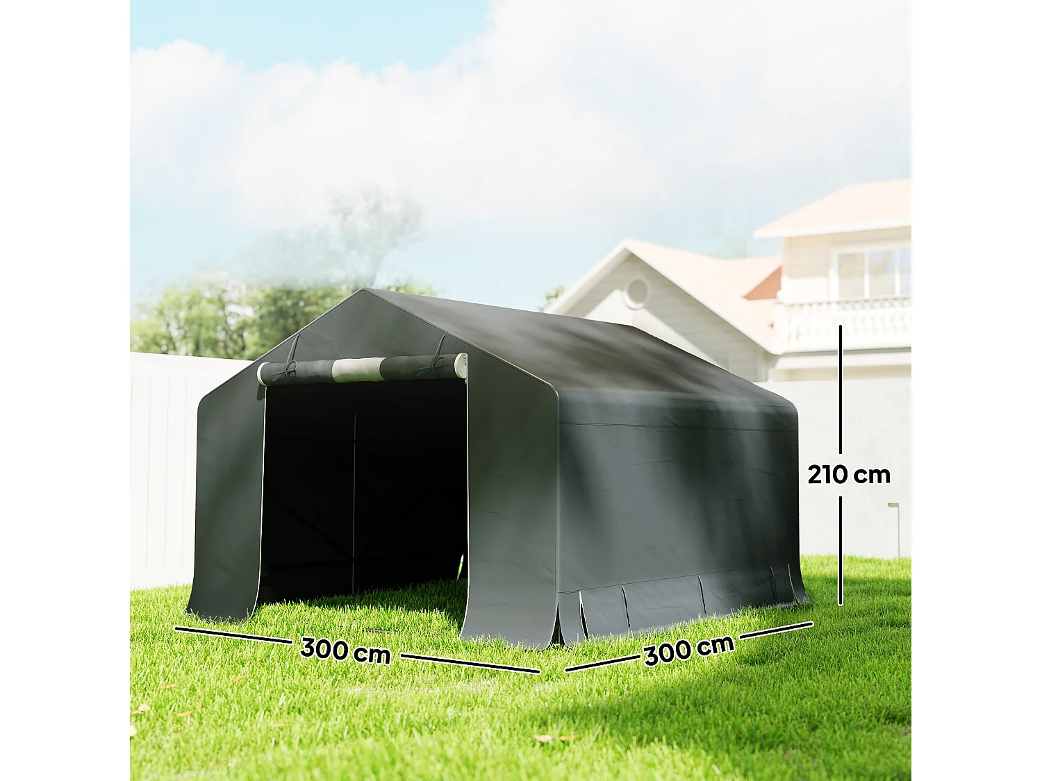 Tente de rangement extérieur - abri de jardin - 3x3x2,1m - métal PE gris
