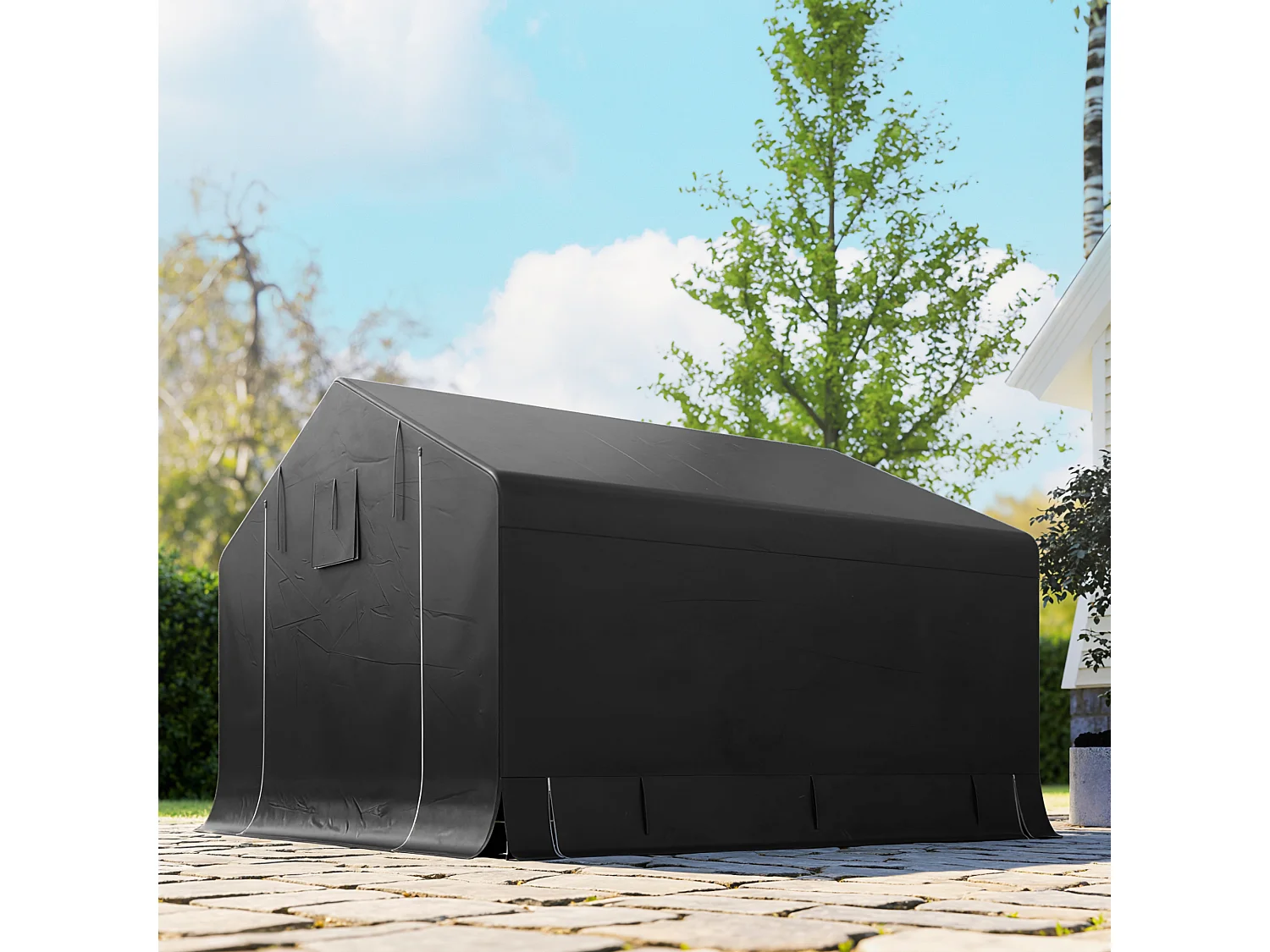 Tente de rangement extérieur - abri de jardin - 3x3x2,1m - métal PE gris