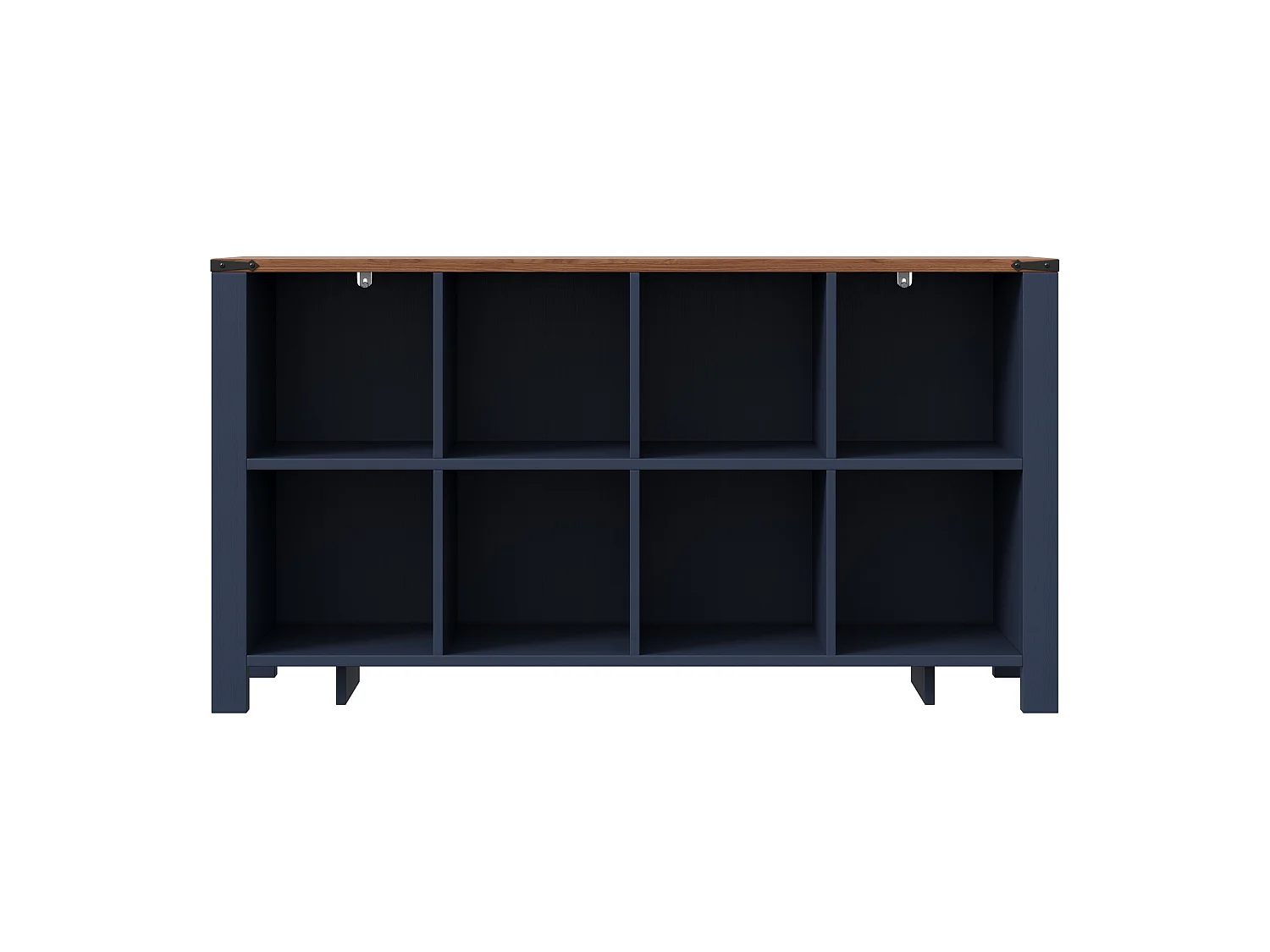 Credenza da Soggiorno 140cm - Credenza Bassa con 8 Scomparti Aperti con Dispositivo Anti-Ribaltamento - Stile Moderno - Blu e Legno