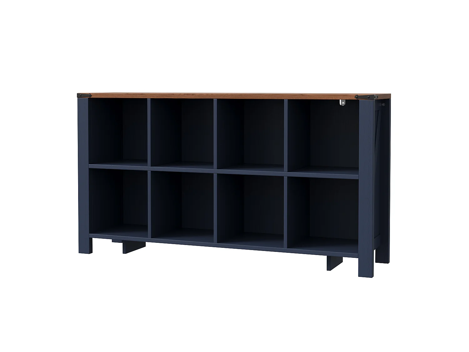 Credenza da Soggiorno 140cm - Credenza Bassa con 8 Scomparti Aperti con Dispositivo Anti-Ribaltamento - Stile Moderno - Blu e Legno