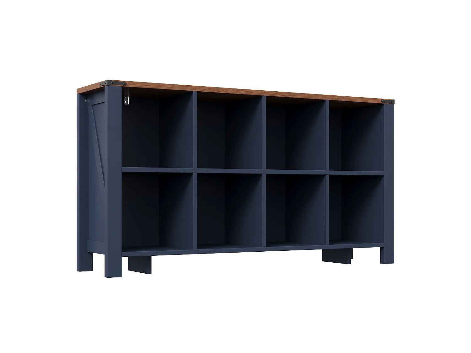 Credenza da Soggiorno 140cm - Credenza Bassa con 8 Scomparti Aperti con Dispositivo Anti-Ribaltamento - Stile Moderno - Blu e Legno