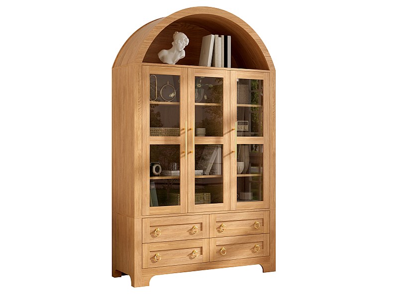 Buffet moderne 110x40x185 cm - 3 portes, 4 tiroirs et étagères cintrées ...