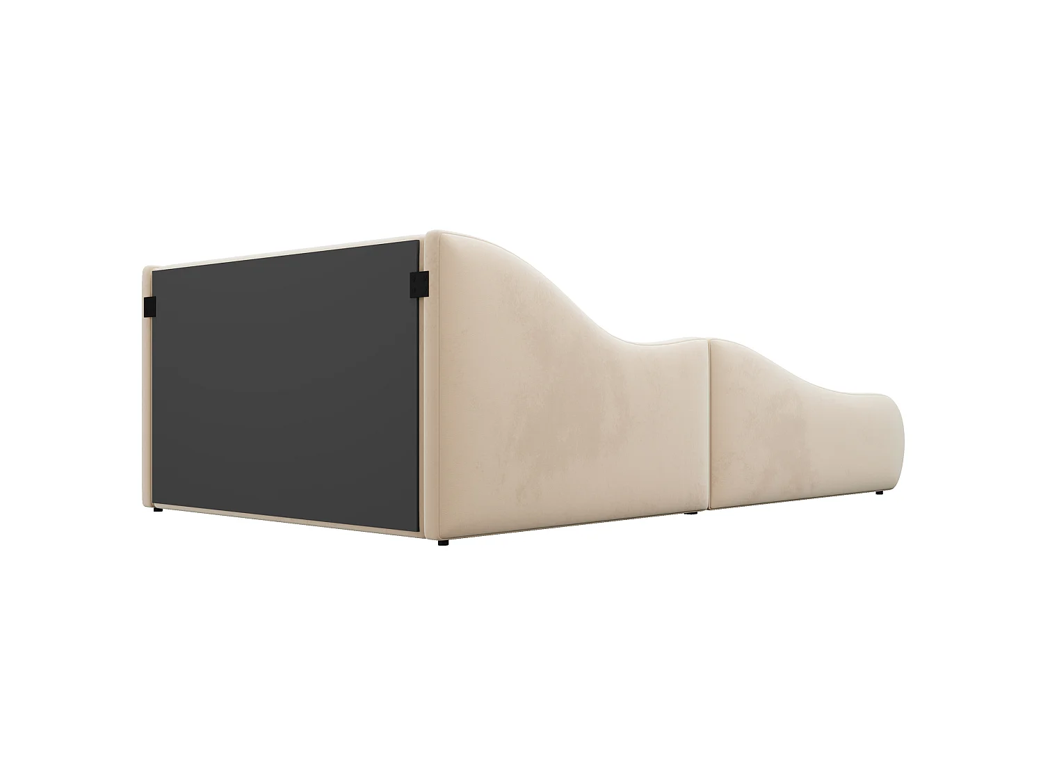Lit enfant capitonné 140x200cm - tissu velours - avec barrières latérales - beige (matelas non inclus)