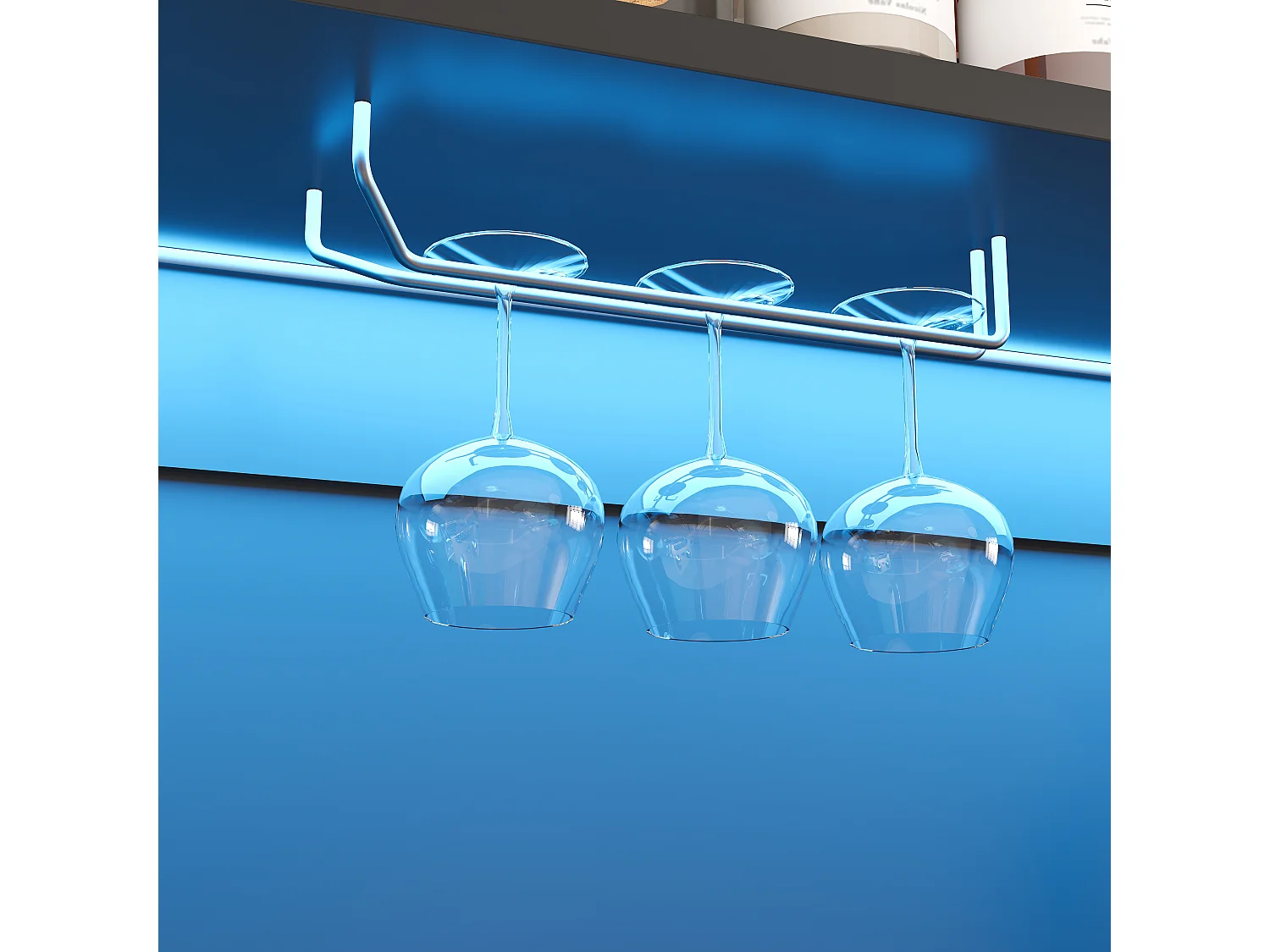 Buffet de cuisine 105x40x180cm - avec éclairage LED - avec prise de courant - porte abattante en verre et casier à vin amovible - Naturel + Noir