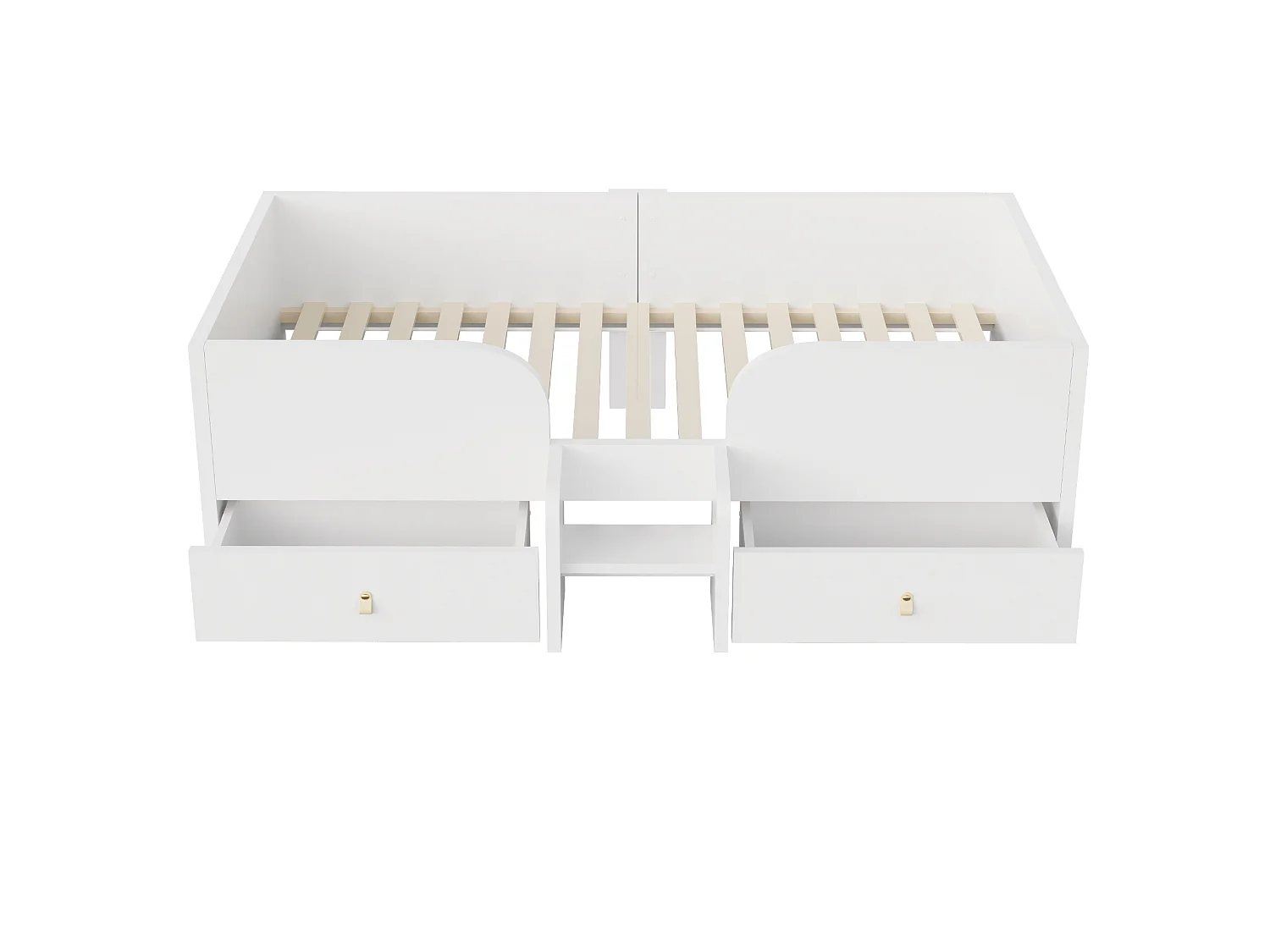 Lit en bois, 90 x 200 cm - avec 2 tiroirs - avec échelle de sécurité - blanc (matelas non inclus)