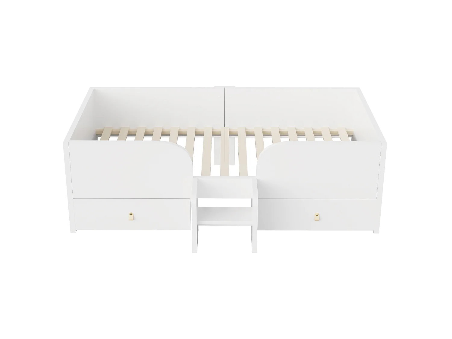 Lit en bois, 90 x 200 cm - avec 2 tiroirs - avec échelle de sécurité - blanc (matelas non inclus)