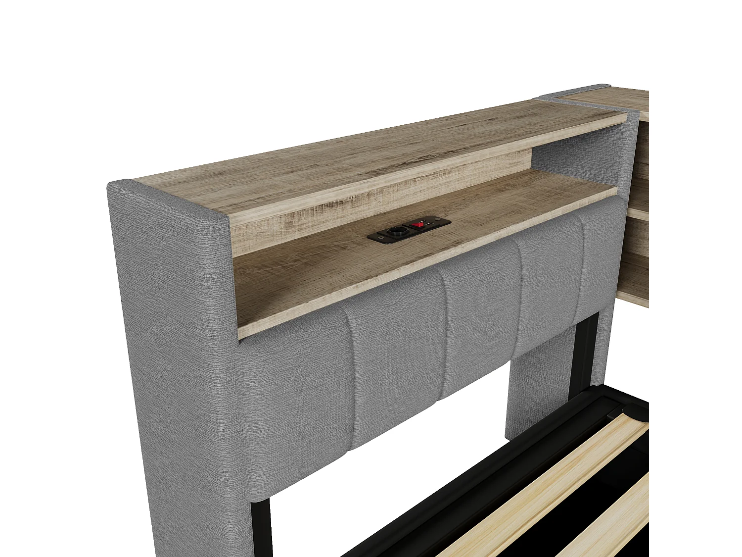 Sofá cama con baúl 90 x 200 cm - con enchufe eléctrico - con puerto USB + banda de luz LED - tejido de terciopelo - gris (colchón no incluido)