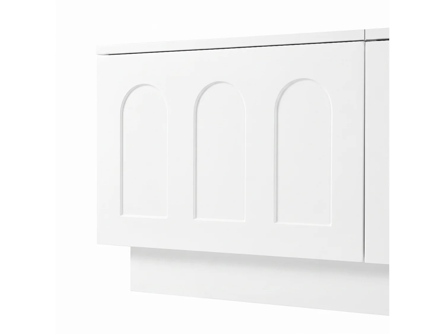 Meuble TV moderne 200 x 40 x 42 cm - 4 portes - Éclairage LED contrôlé par application - Portes vitrées - MDF - Blanc