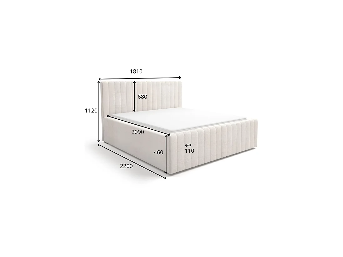Doppelbett ELORIA 160x200 anthrazitgrau mit gepolstertem Kopfteil