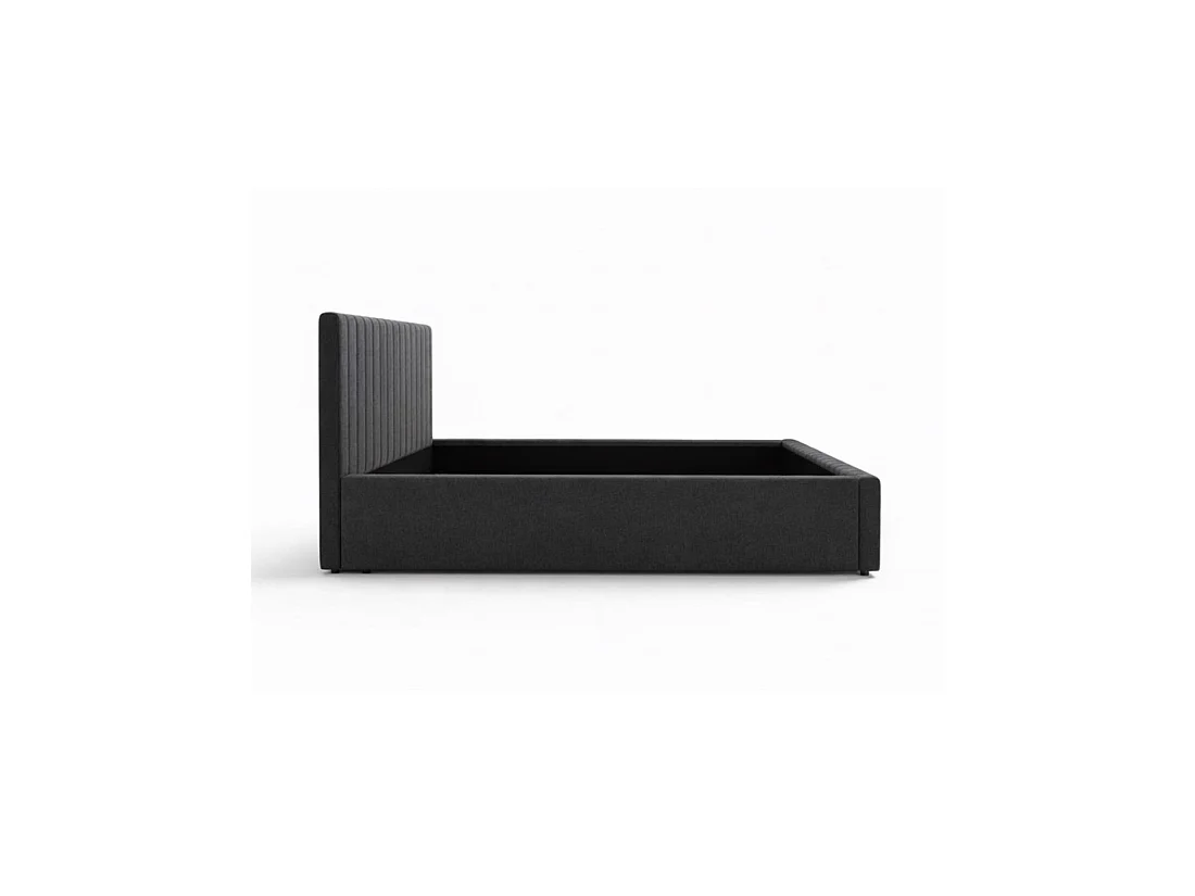 Doppelbett ELORIA 160x200 anthrazitgrau mit gepolstertem Kopfteil