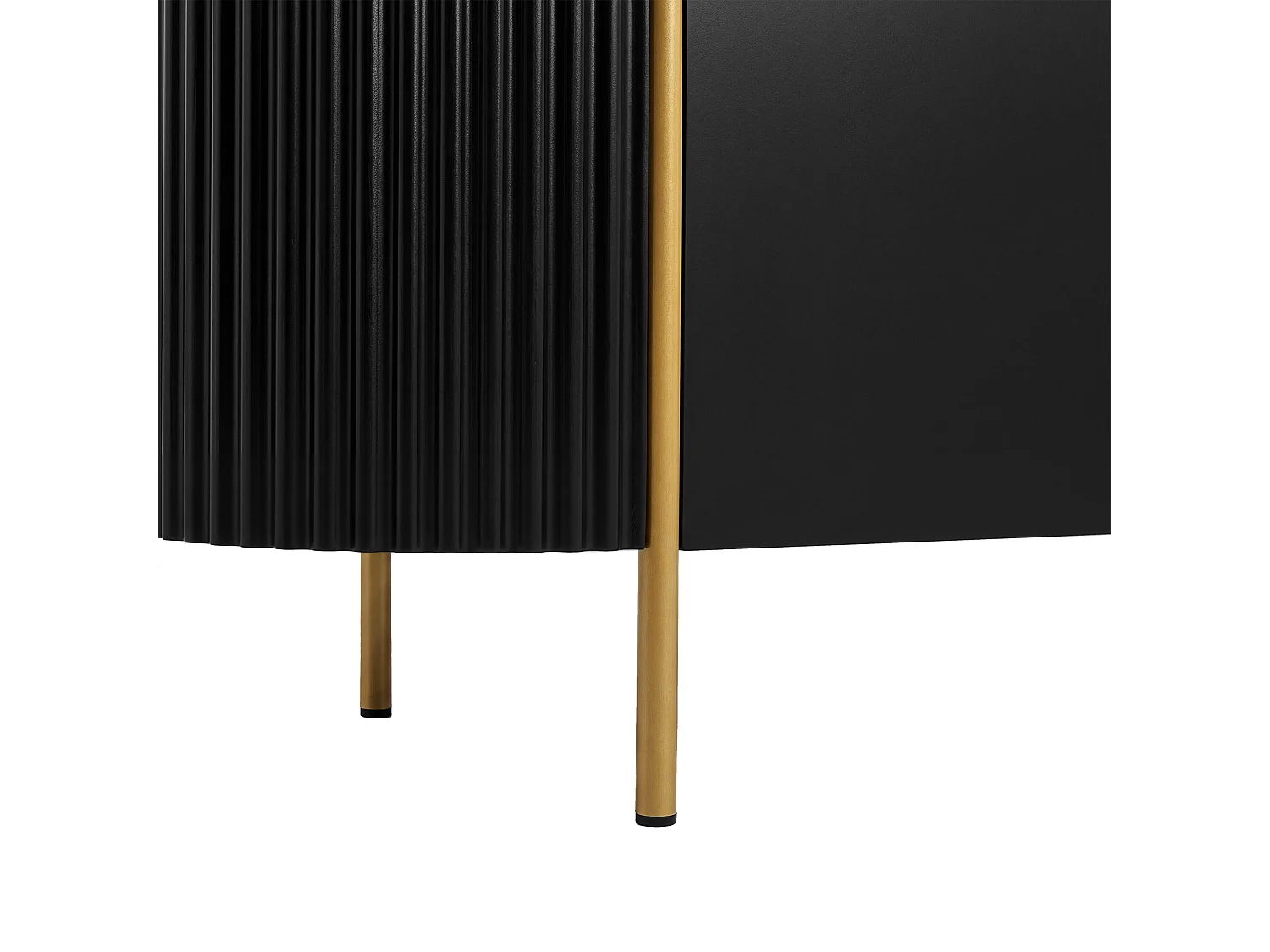 Modernt TV-bänk 180 x 38 x 46 cm - Med 6 dörrar - Ben i järn - Rundade kanter - Kabelhantering - MDF - Svart