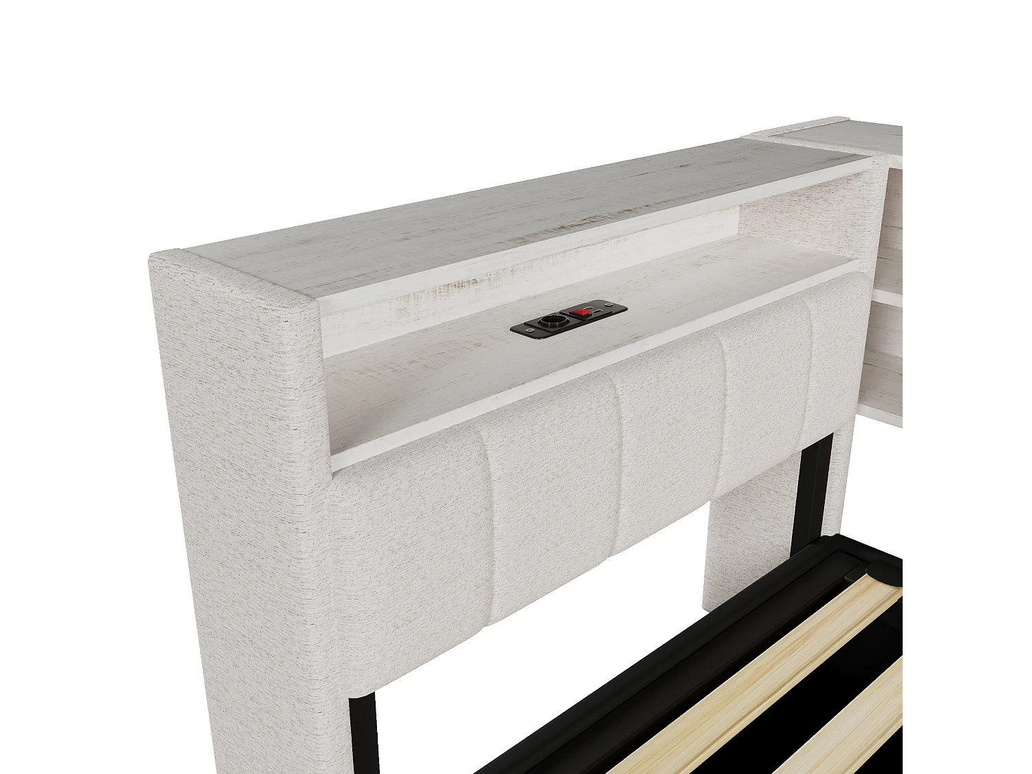 Sofá cama con baúl 90 x 200 cm - con enchufe eléctrico - con puerto USB + tira de luz LED - tejido de terciopelo - blanco (colchón no incluido)