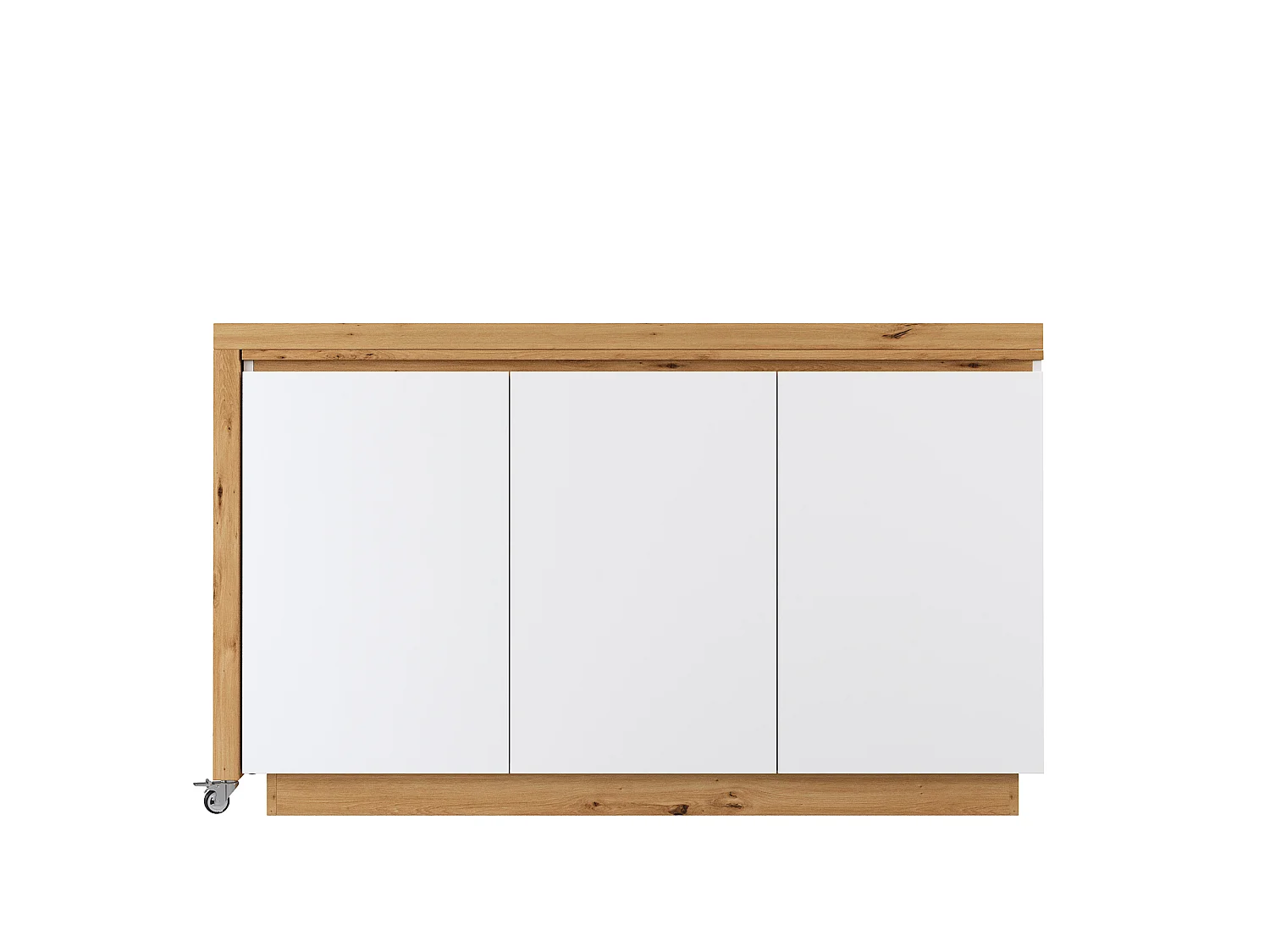Bureau pivotant à roulettes - Plateau pivotant - Buffet verrouillable et pliable - Avec 3 portes - MDF - Blanc