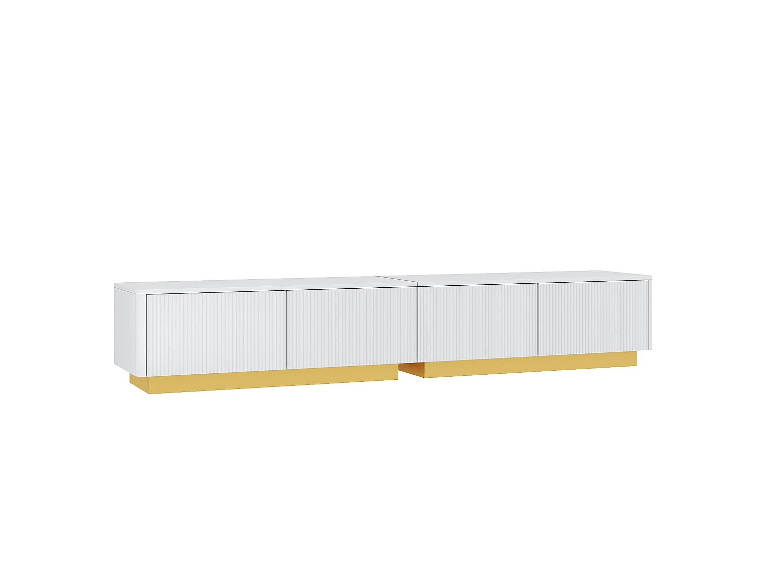 Moderne TV-møbel 200 x 40 x 35 cm - Med 2 døre og 2 skuffer - Indbygget struktur - Kabelstyring - MDF - Hvid