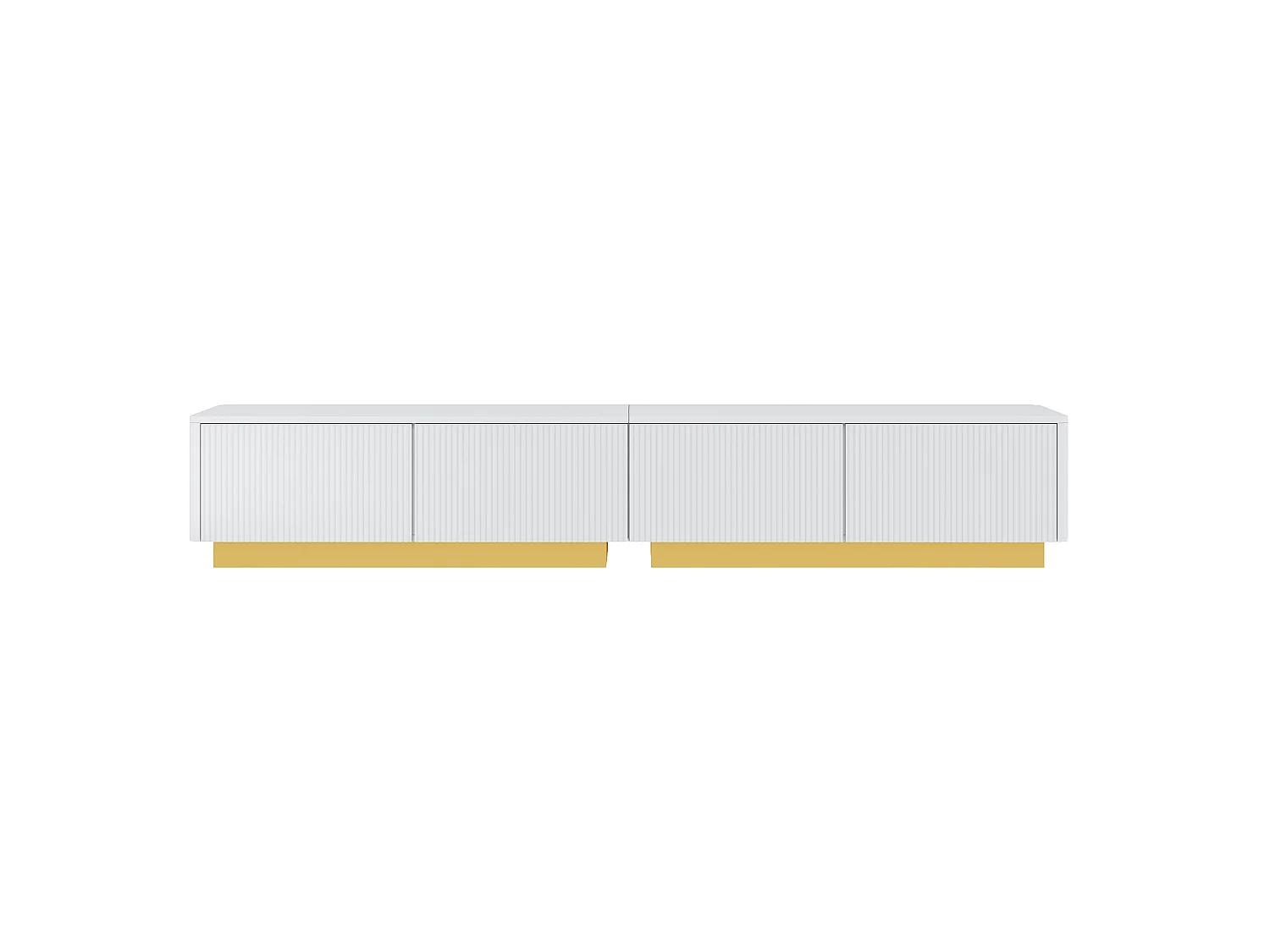 Moderne TV-møbel 200 x 40 x 35 cm - Med 2 døre og 2 skuffer - Indbygget struktur - Kabelstyring - MDF - Hvid