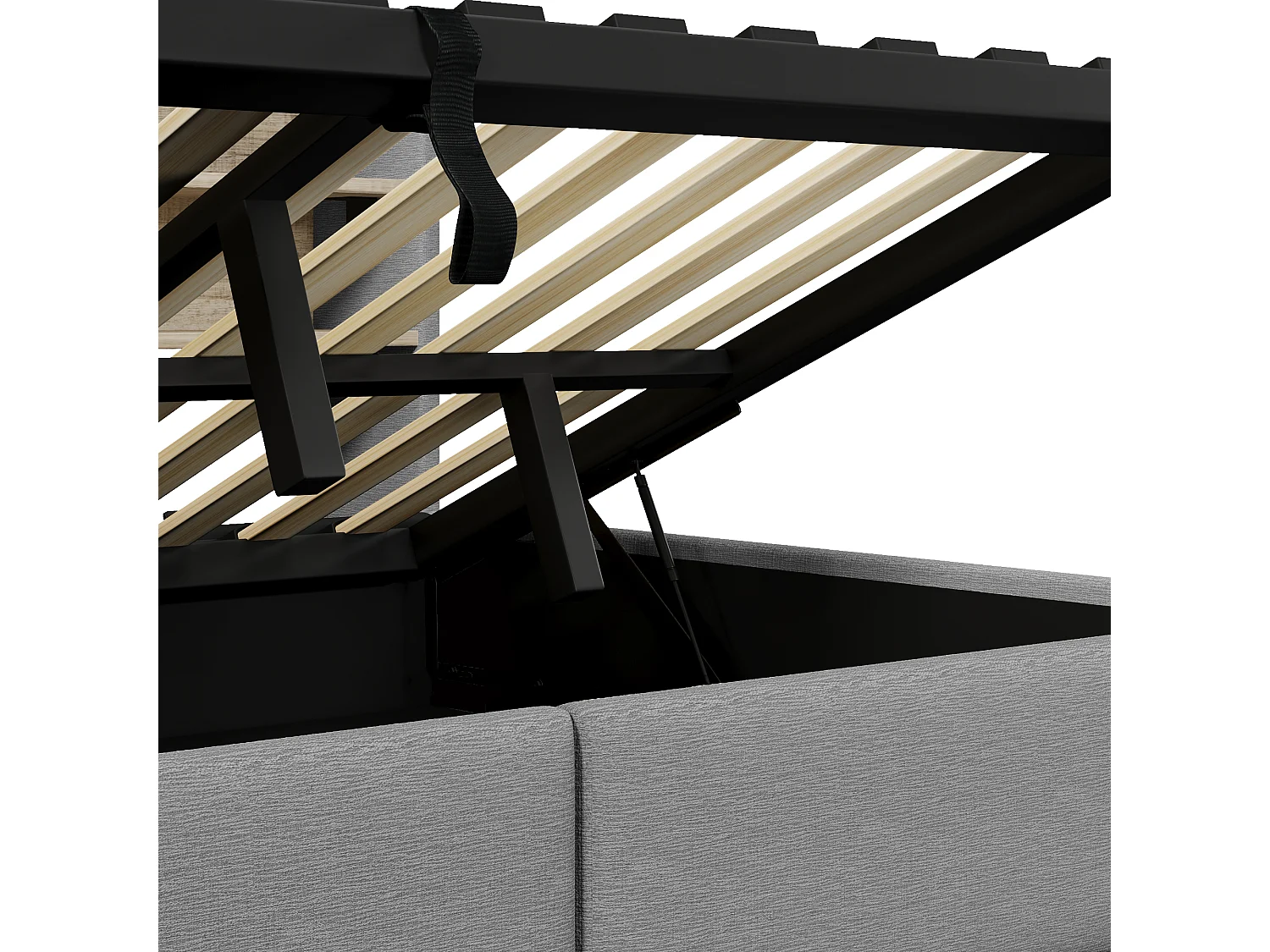Bankbed met opbergruimte 140 x 200 cm - met elektrisch stopcontact - met USB-poort + LED-lichtstrip - fluwelen stof - grijs (matras niet inbegrepen)