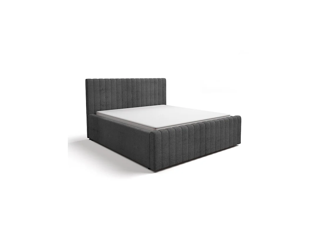 Bett ELORIA 160x200 anthrazitgrau mit gepolstertem Kopfteil und Lattenrost inklusive
