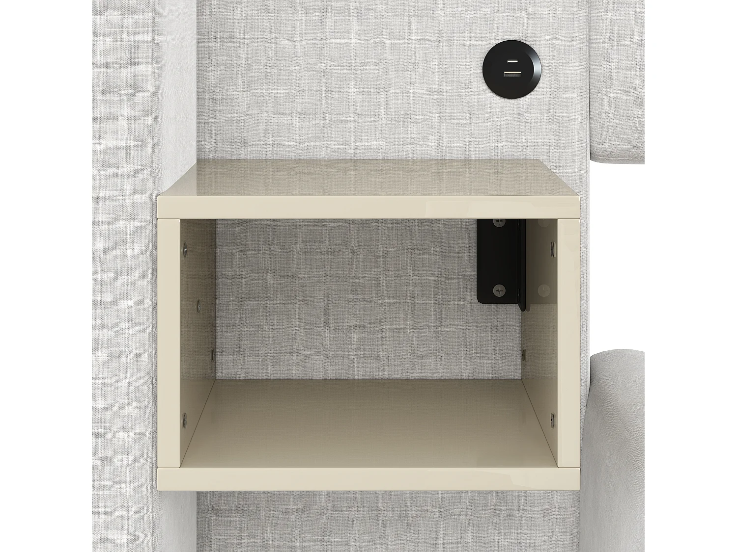 Lit coffre capitonné 180x200cm en lin - Avec éclairage LED, rangements et système de levage hydraulique - Beige (Matelas non inclus)