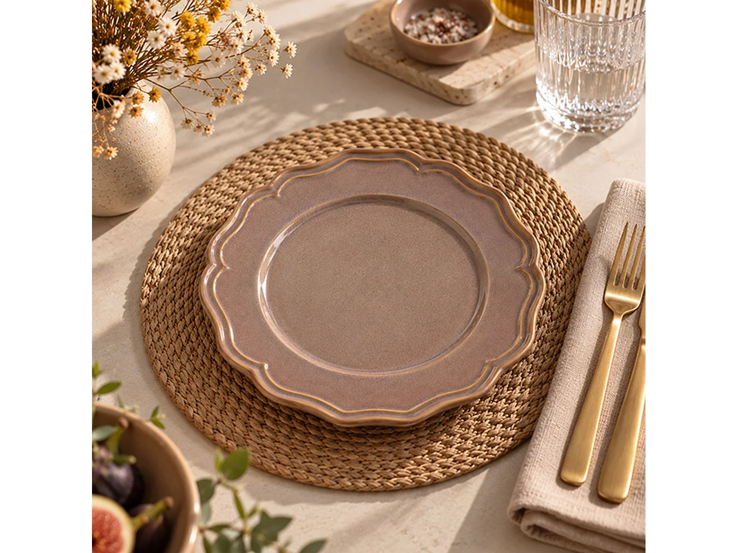 Novastyl - Lot De 6 Assiettes à Dessert Signature 22cm En Grès Violet